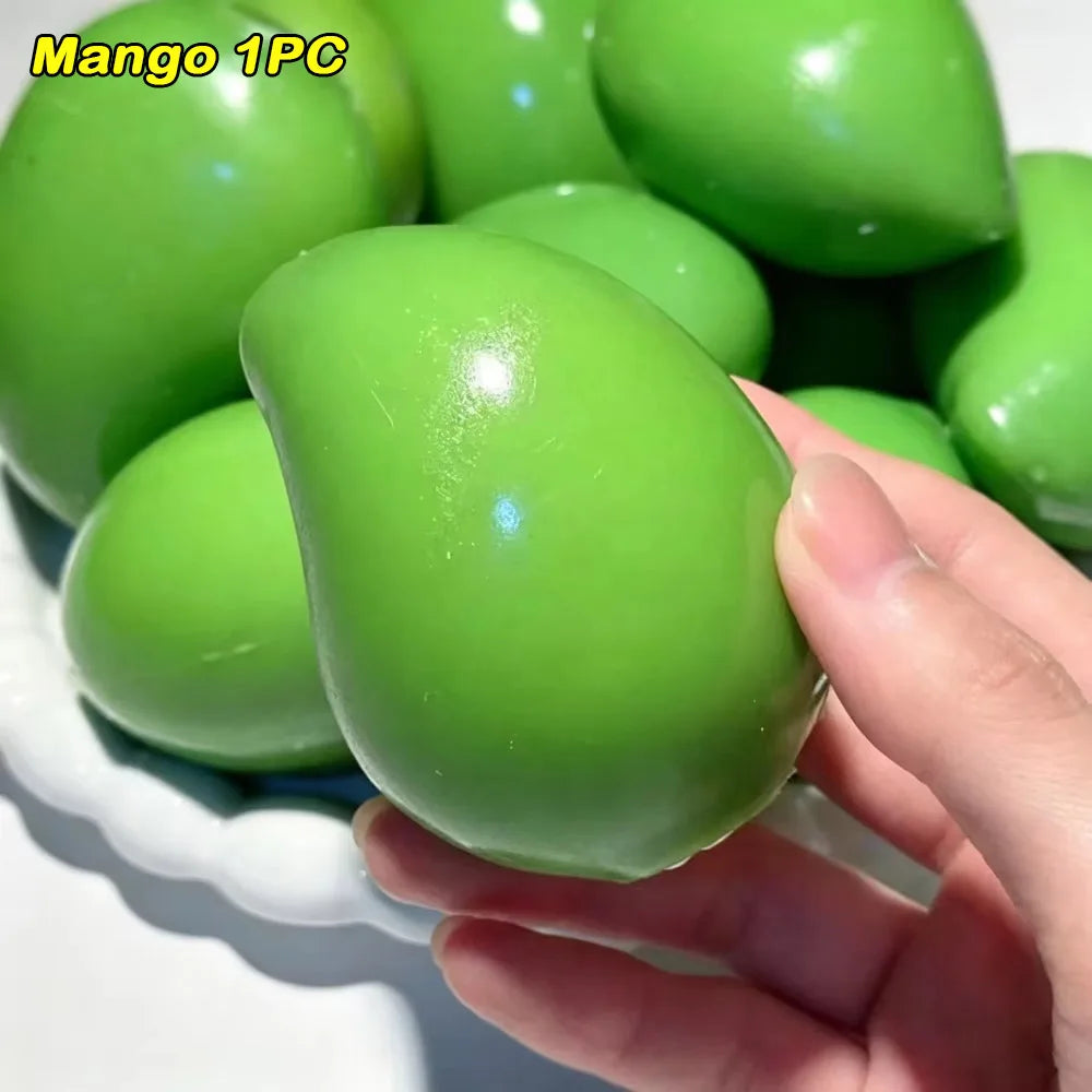 @@Handmade Crunchy Lemon Mango Stress Ball Squeeze Toy, Color-Changing Squishy Fidget Ball, ASMR Sensory Stress Relief Toy