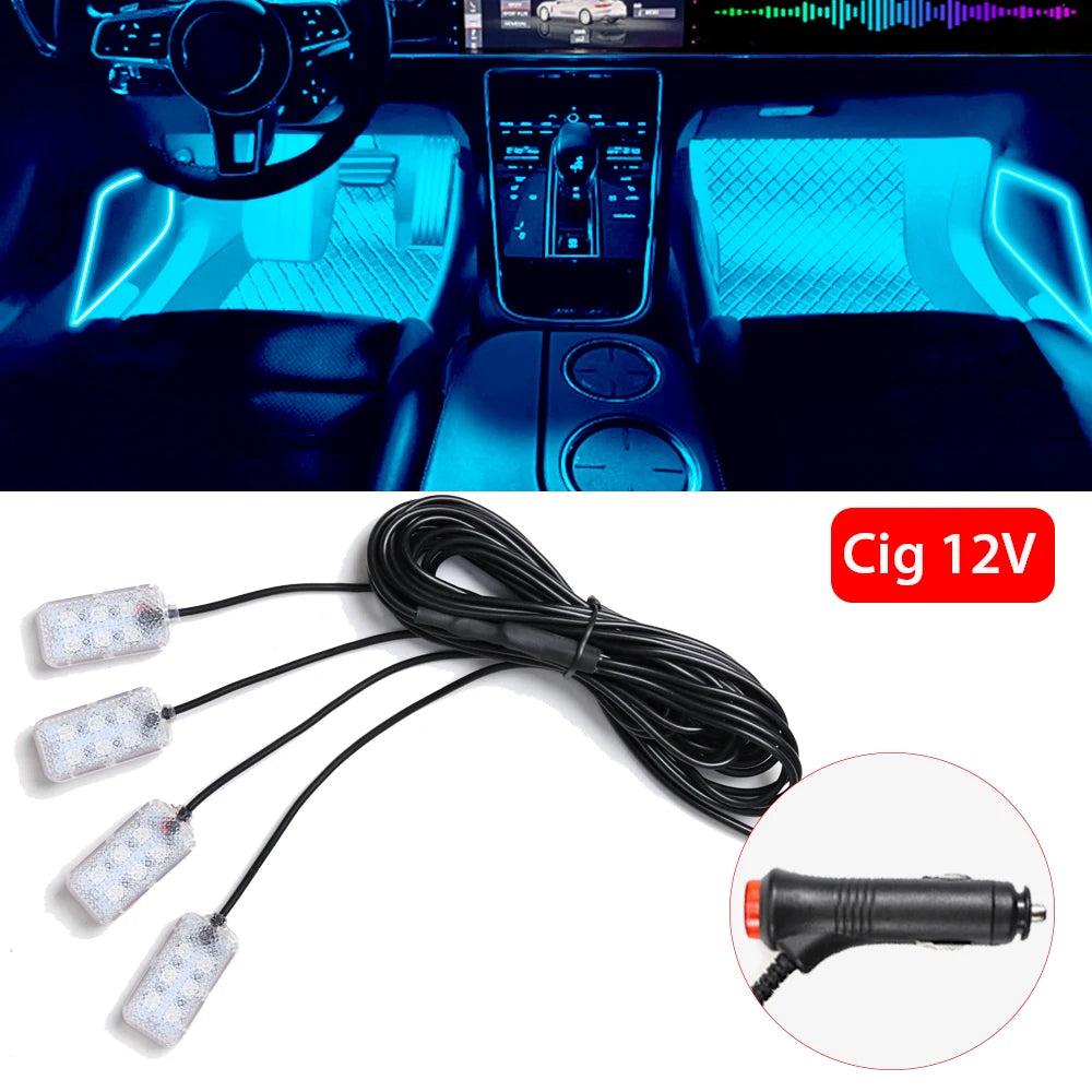 Foot Light Car Accessories ﻿LED Car Interior Ambient Foot Light with USB Atmosphere Decorative Lamps