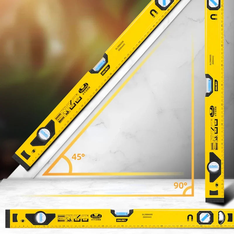 Deli 3-in-1 Portable Level Ruler High Precision Bubble Level Household Hardware Tools Woodworking Level Measuring Instruments