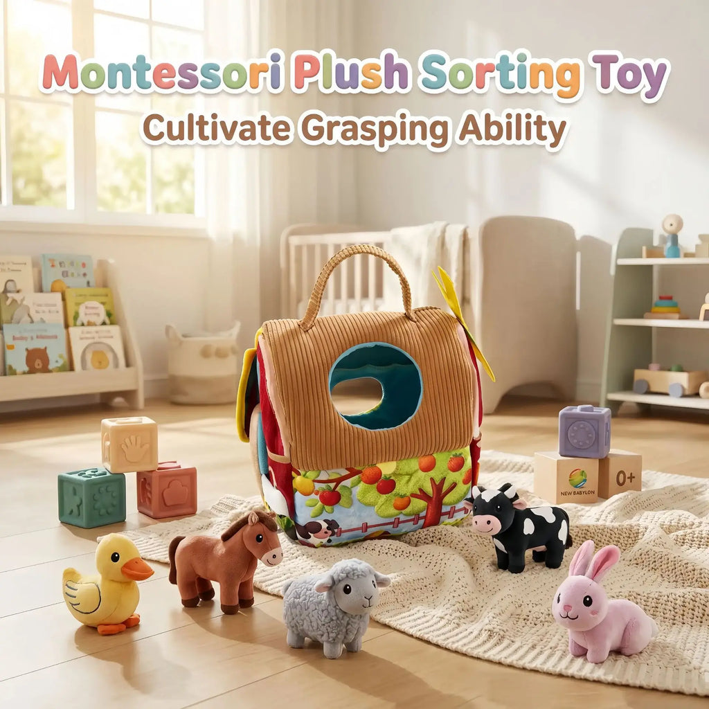 Portable Soft Plush Barn Farm Animals Baby Toys with Sound Montessori Toys Early Education Sensory Toy Boy Girl Birthday Gifts