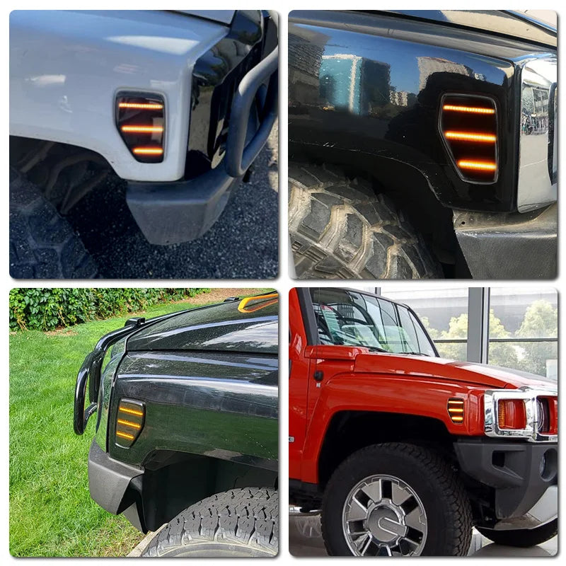 2Pcs For Hummer H3 H3T 2005-2010 Clear & Smoked Lens LED Side Marker Lamp Amber Front Side Fender Turn Signal Lights