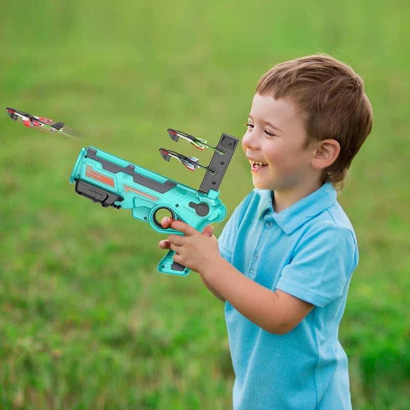 Airplane Launcher Toys for Kids Summer Outdoor Catapult Gun Foam Glider Flying Plane Toy  Game Gifts for Boys Novelty & Gag Toys