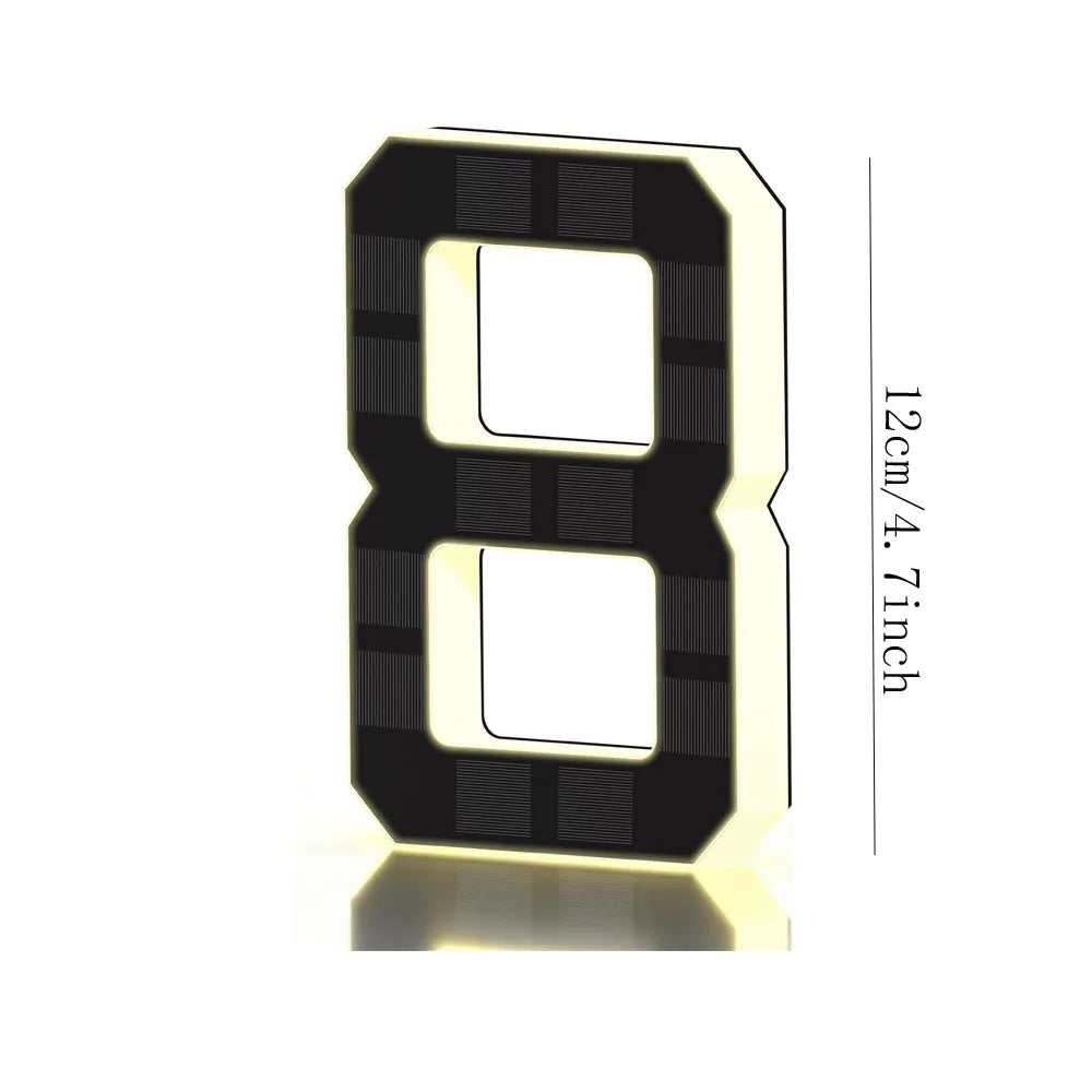 12CM Solar-Powered Outdoor House Number Light, House Numbers with Solar Panel, Waterproof LED Address Numbers for Home