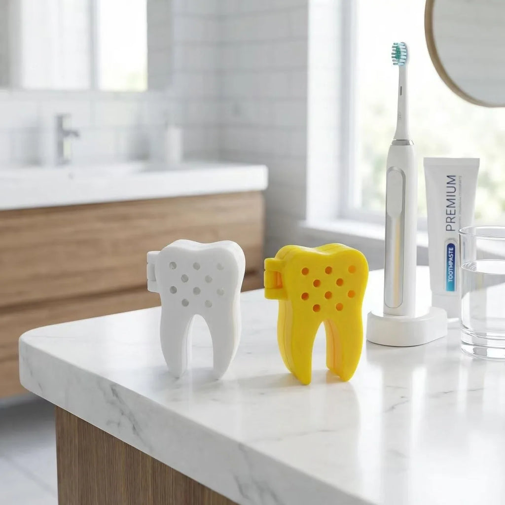 2Pcs Tooth Shaped Oral-B Brush Head Covers With Vent Holes Portable Travel Case Dust Proof Protective Caps Random Color for Trav