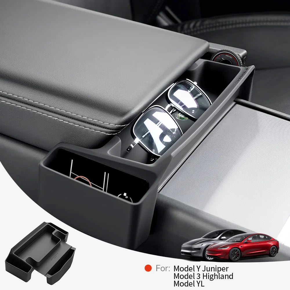YZ Center Console Armrest Storage Box For Tesla Model 3 Y YL Glasses Tray Organizer Car Interior Accessories support car glasses