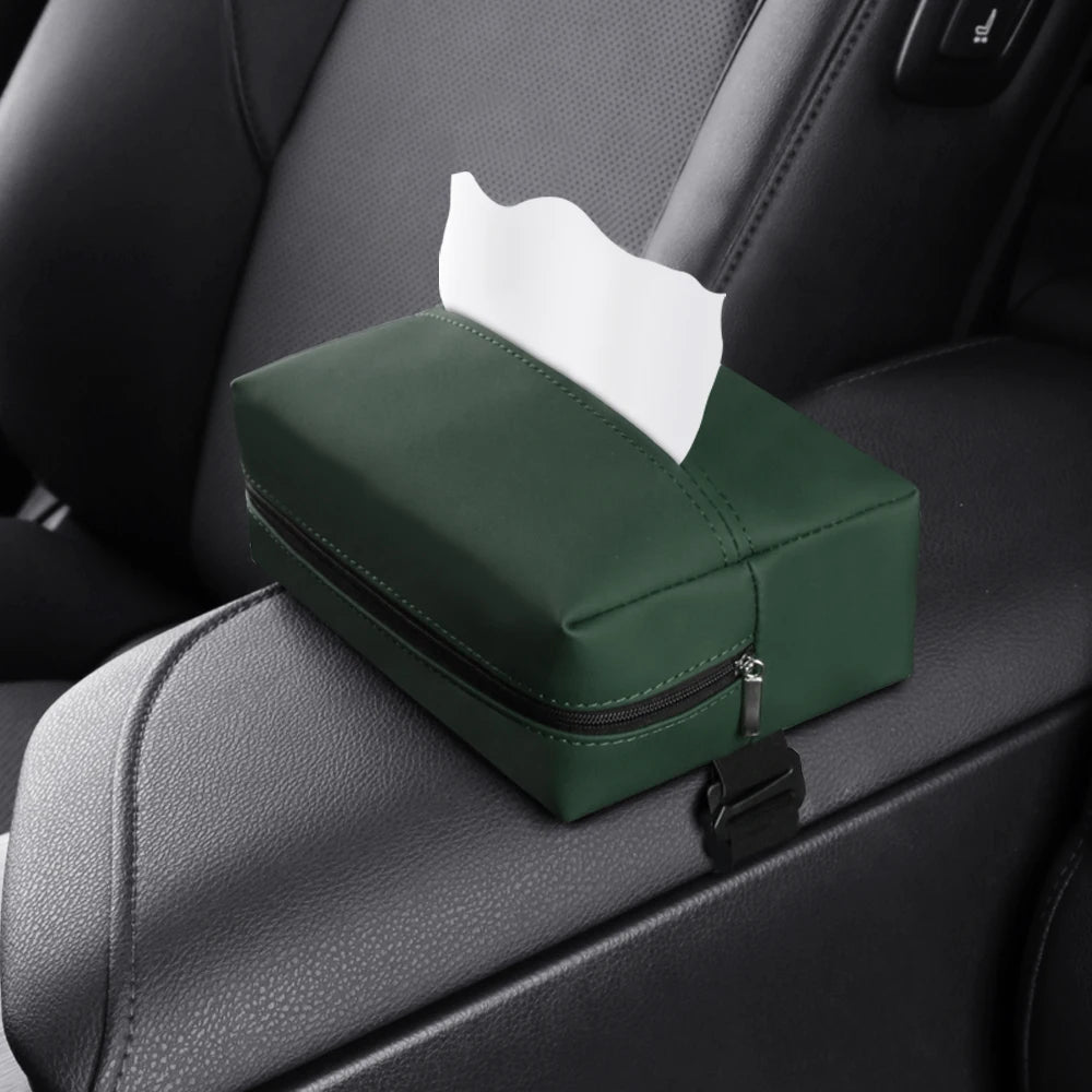 Car Tissue Holder, Car Sun Visor Tissue Box, Universal PU Leather Tissue Box for Sun Visors, Center Armrests and Seat Backs