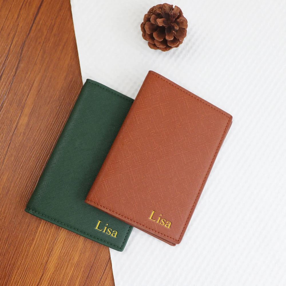 Customized letter PU leather passport holder ID protection case, loose change bank card storage bag, travel passport bag