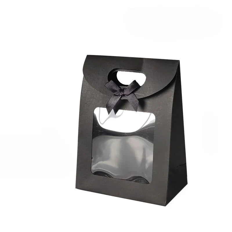 10/20pcs Transparent Window Gift Bags For Wedding Birthday Home Party White Black Packaging Box Baking Takeaway Bag