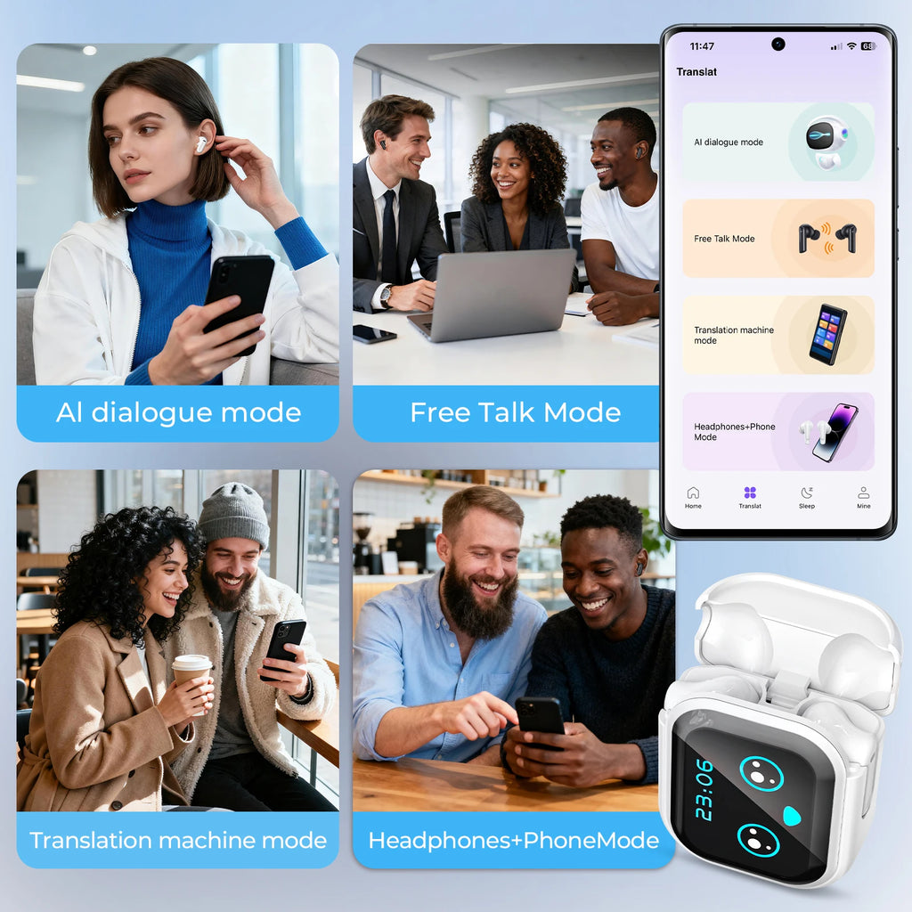 HTC NE20 Original Wireless Bluetooth Earphone In Ear AI Translate Earbud LED Multi-function Touchscreen Noise Reduction Headset