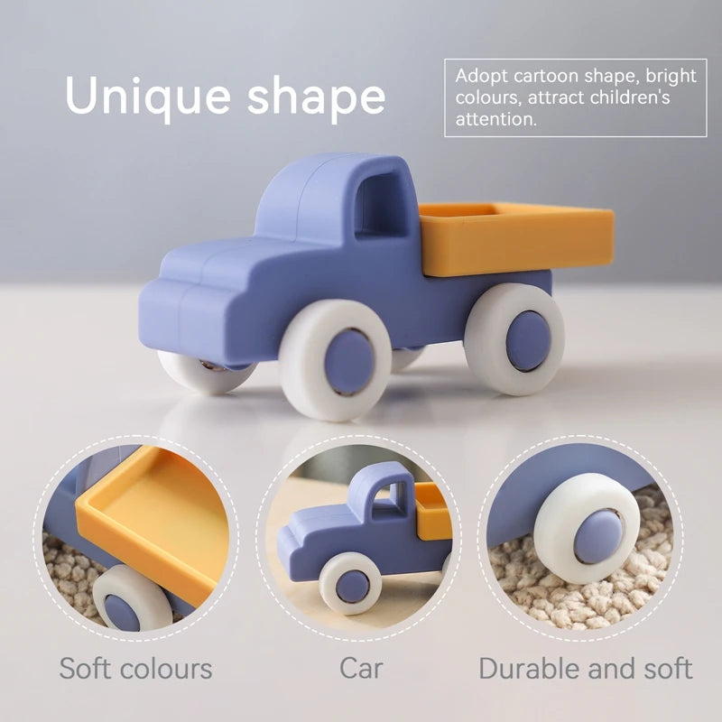 1PCS Silicone Car Building Block Toy Boys And Girls 0-12 Months Teething Toys Baby Hands Montessori Toys Children Christmas Gift