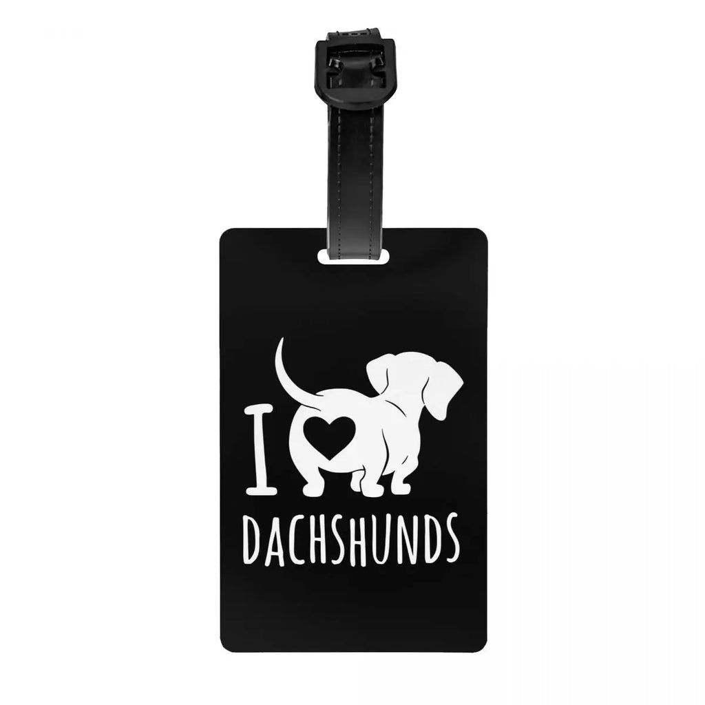 Custom Dachshunds Dog Luggage Tag Privacy Protection Badger Sausage Wiener Baggage Tags Travel Bag Labels Suitcase