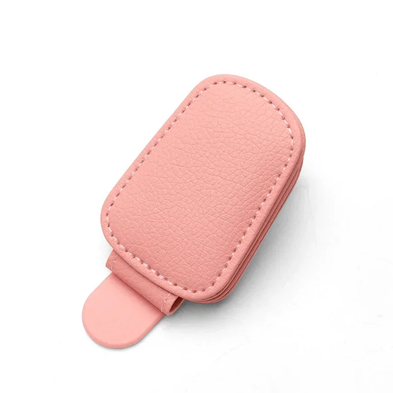Sunglasses Holder Is Suitable for Car Sun shades Magnetic Leather Sunglasses Clip and Ticket Clip Car Sunshade Accessories