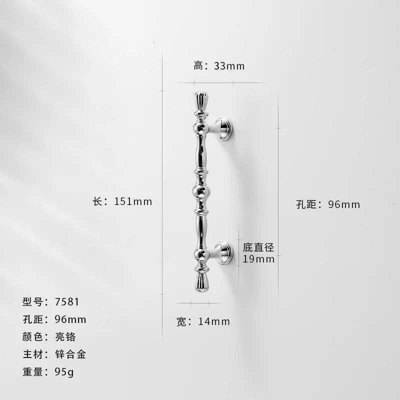 Bright Chrome Silver Wardrobe Door Handle Modern Minimalist Zinc-Alloy Pull for Cabinet Shoe Cabinet  Drawer Furniture Hardware