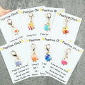 8 pcs cute chick keychain with accompanying motivational greeting cards, perfect for birthdays, parties, and holiday gifts.