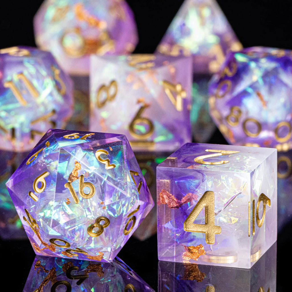 DnD Handmade Resin Dice, Polyhedral Dice Set for Dungeons and Dragons, D and D Dice, Sharp Edged Resin D&D Dice, D20 Dice