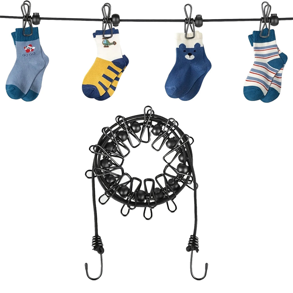 Portable Retractable Non Slip Travel Clothesline With 12 Clips Outdoor Home Travel Clothes Drying Hanging Rope Supplies