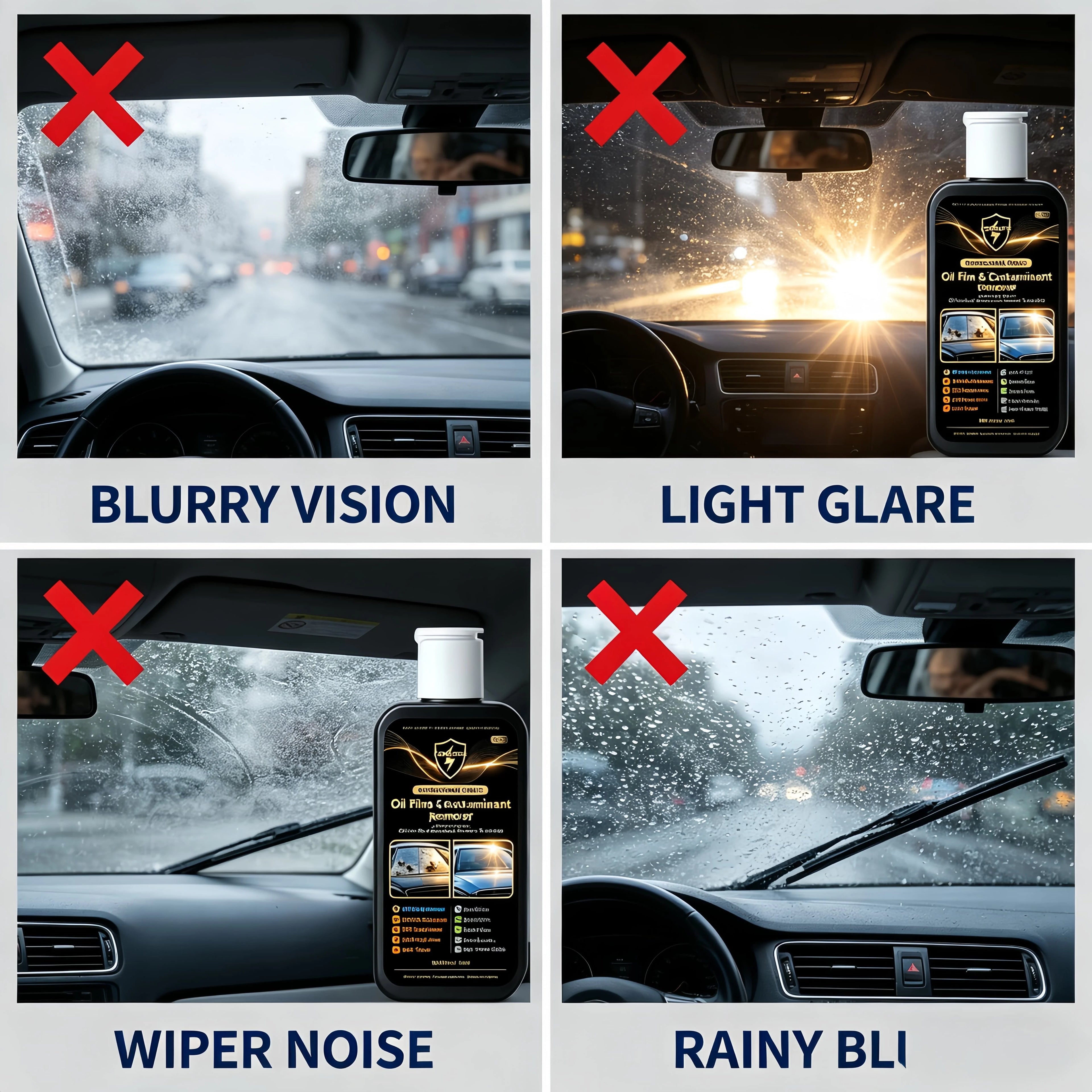 Powerful Oil Film Remover for Car Windshield – QIFENGHE 120ml Bug & Tree Sap Cleaner – Removes Bird Droppings, Insect Stains, Ro