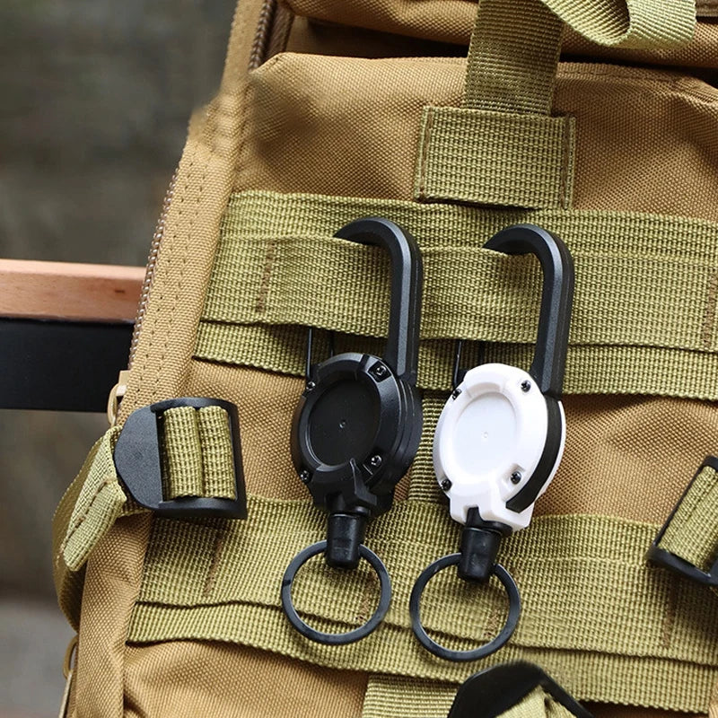 Double Headed Automatic Retractable Keychain Camping Hiking Supplies Anti-theft Elastic Keychain Carabiner Buckles 땡처리 캠핑용품