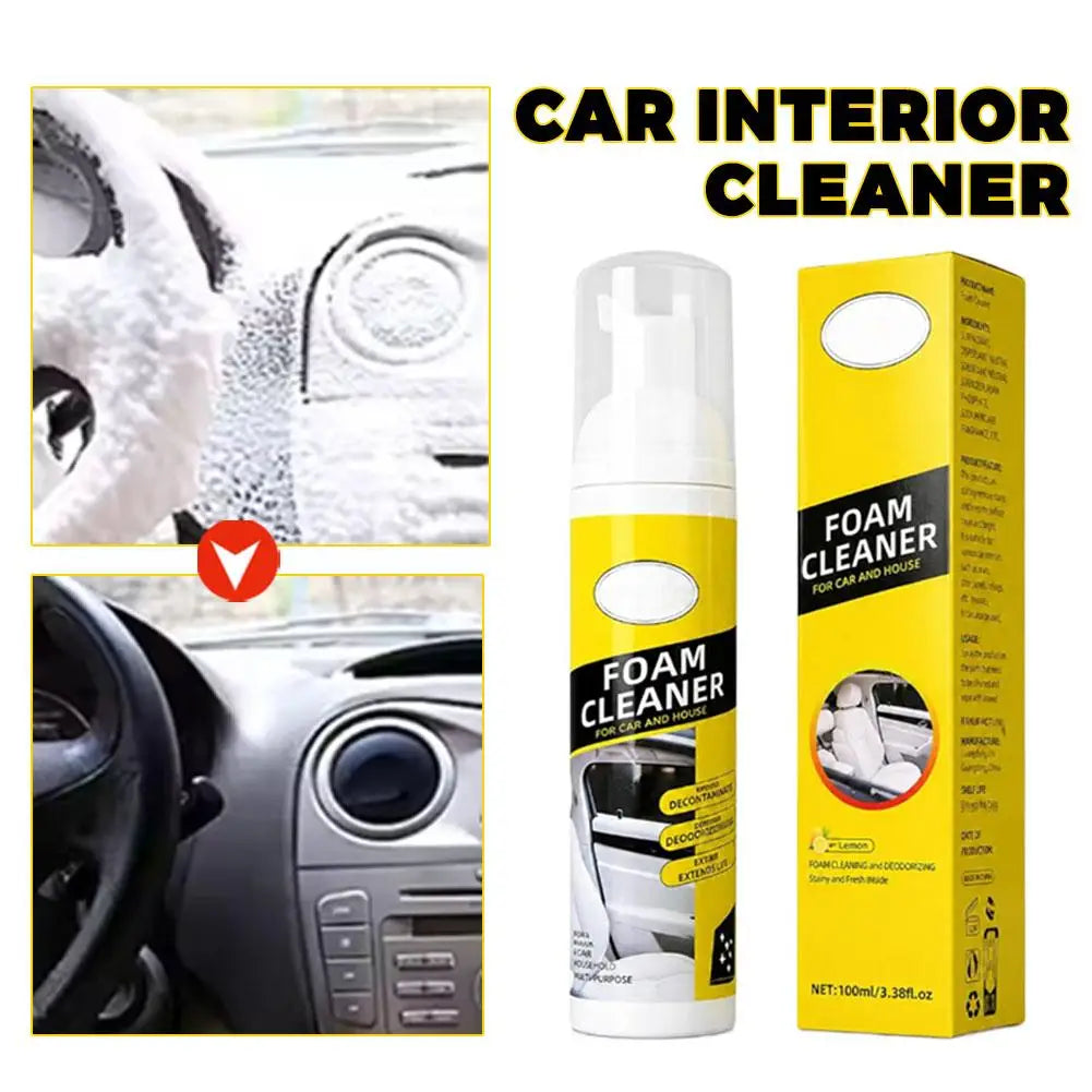 Universal Car Interior Foam Cleaner Leather Stain Remover Spray Seat Cleaning Kit with Sponge Cloth