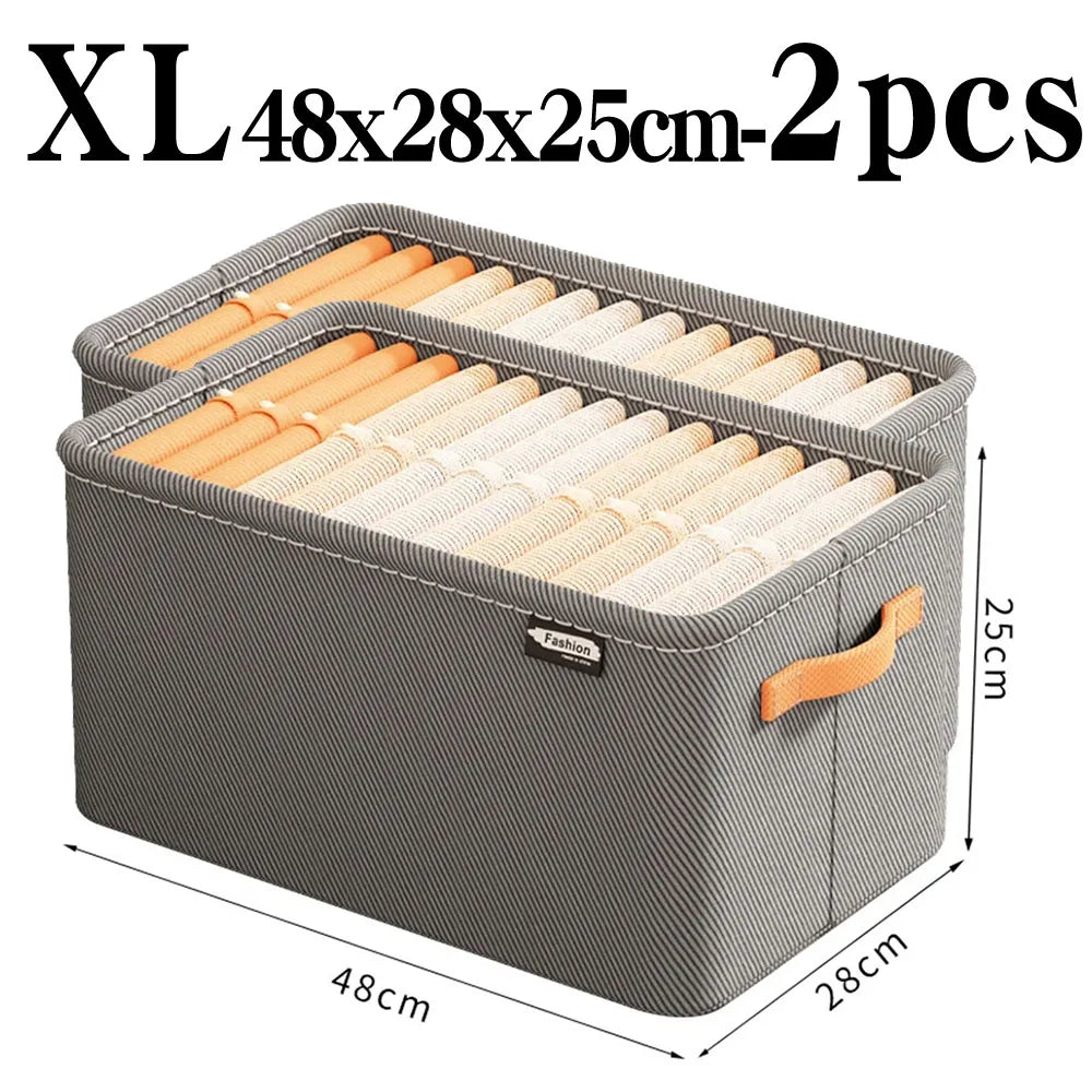 Steel Frame Clothes Storage Box Foldable Fabric Wardrobe Organizer Open Top Drawer Bin for Sweaters Pants Closet Organization
