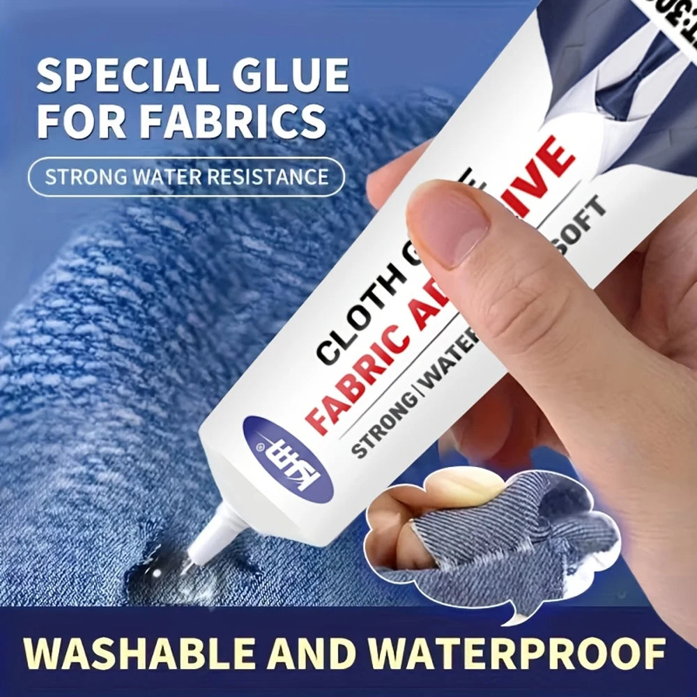 1 Washable Transparent Fabric Glue | Clear No-Trace Repair for Denim, Clothing, Leather & Crafts - KJM Brand, Gel , Multipurpose