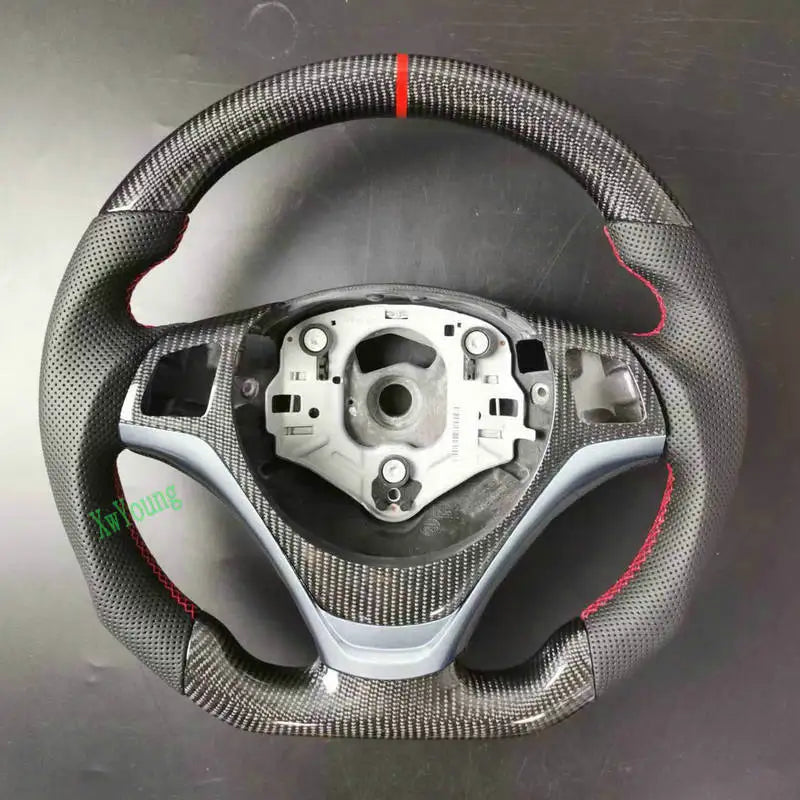 For BMW E84 E83 E84 E87 E88 E89 E90 E92 E93 (With Paddle Shift Holes) 100% Real Carbon Fiber Car Steering Wheel  (No Heated)