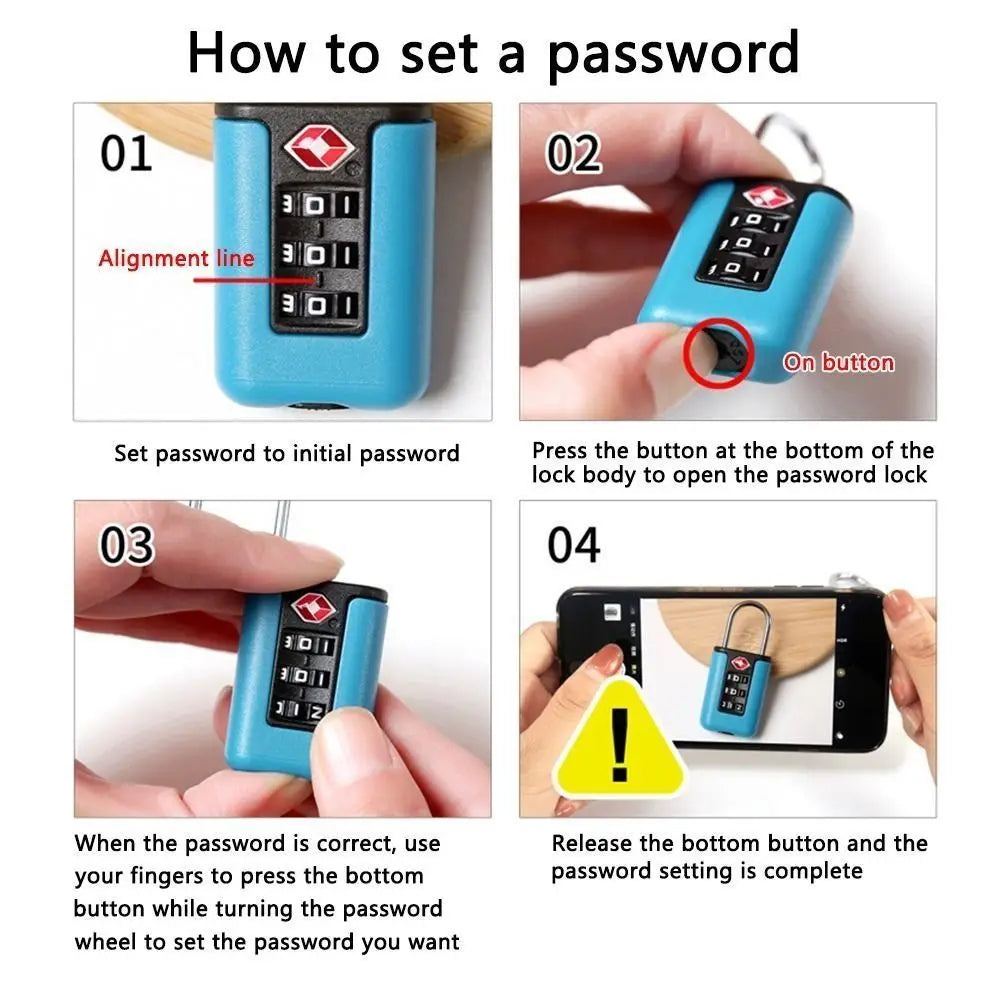 Durable TSA 3 Digit Combination Lock Anti-theft Security Customs Password Lock Contrast Color Padlock Travel Luggage Code Lock