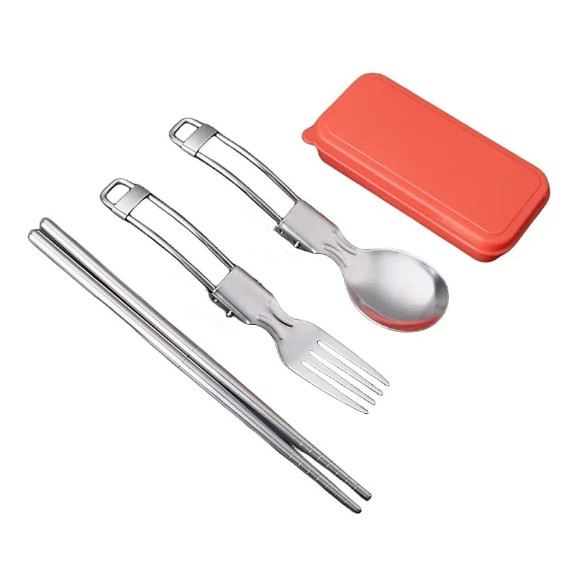Folding Spoon Fork Set, 304 Stainless Steel Portable Camping Utensils, Compact Outdoor Cutlery for Travel Hiking Picnic