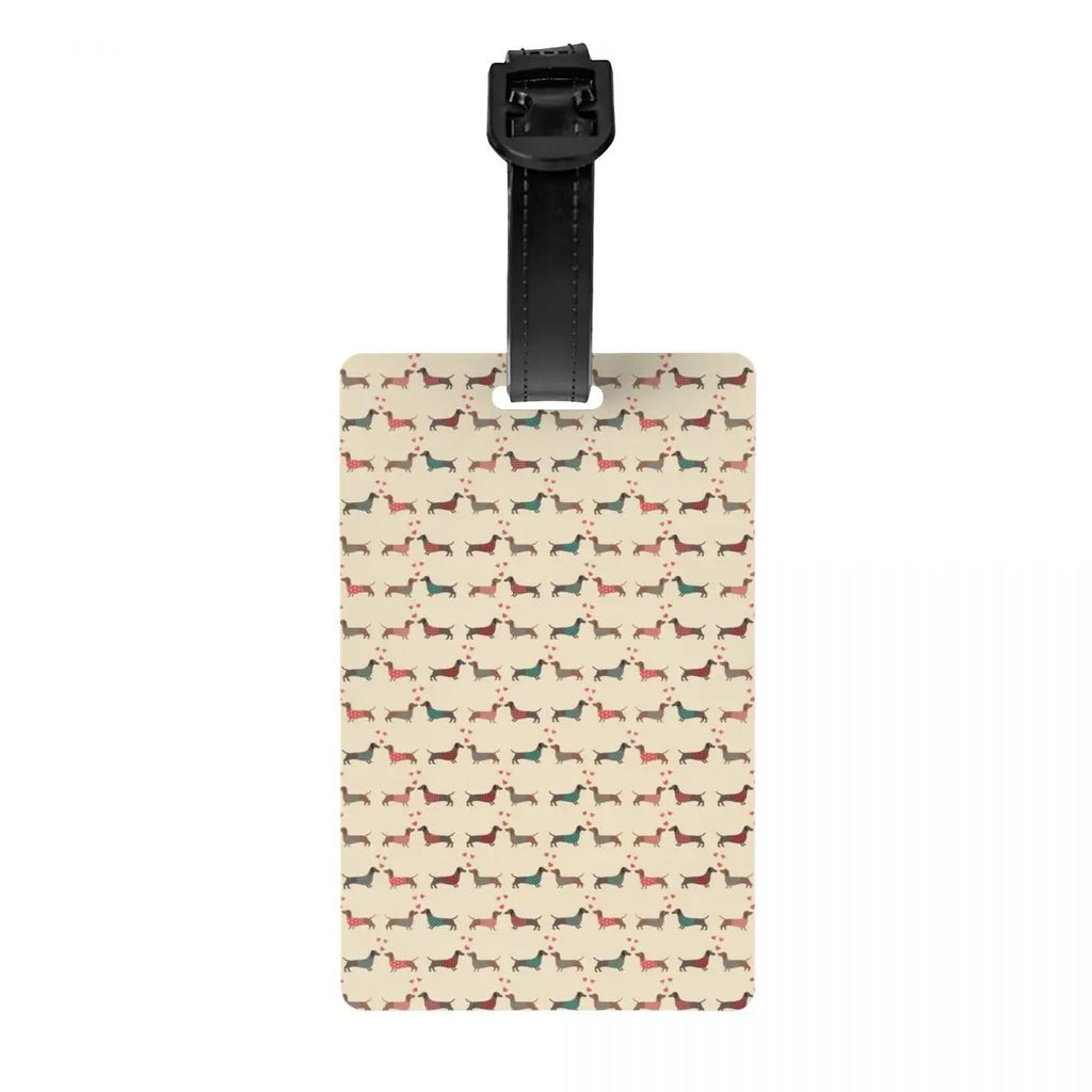 Custom Cute Dachshund Sausage Dog Luggage Tag With Name Card Puppy Animal Privacy Cover ID Label for Travel Bag Suitcase