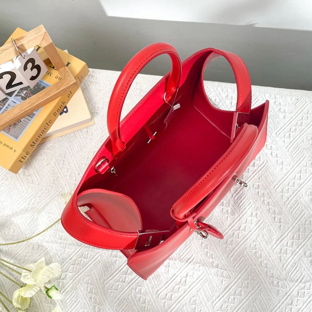 High-end Niche Design Tote Bag, Large-capacity Cowhide Shoulder Messenger Bag, Unique Texture, Fashionable and Simple