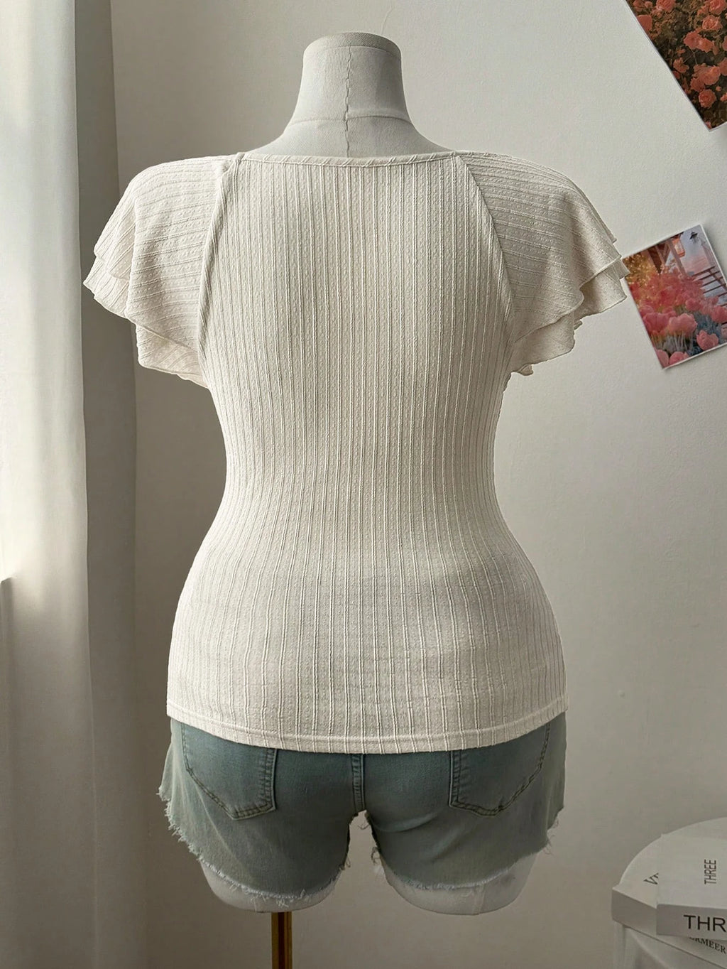 New women's fashion low-neck lace-sleeve bow-tie decoration plus-size women's T-shirt