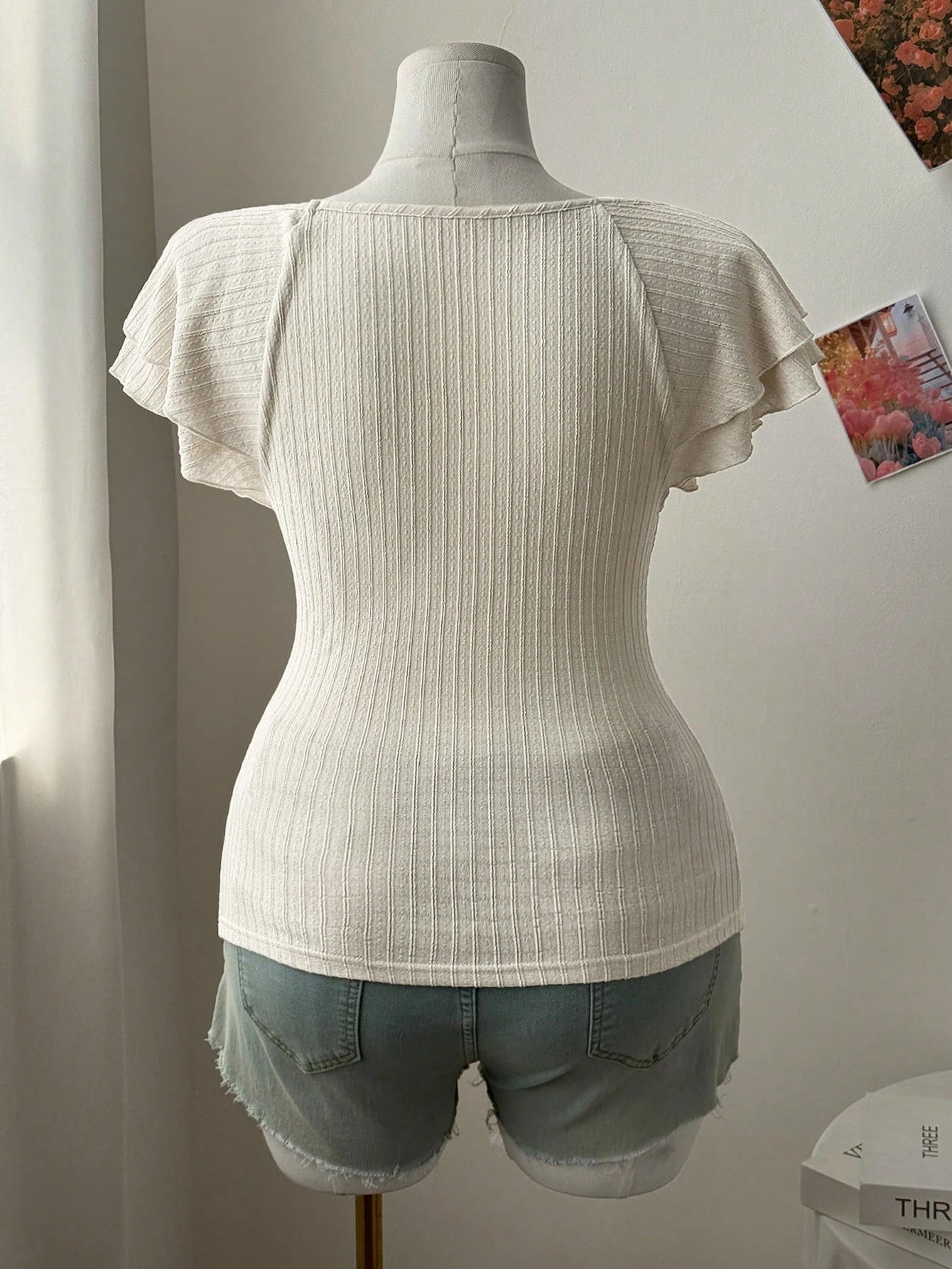 New women's fashion low-neck lace-sleeve bow-tie decoration plus-size women's T-shirt