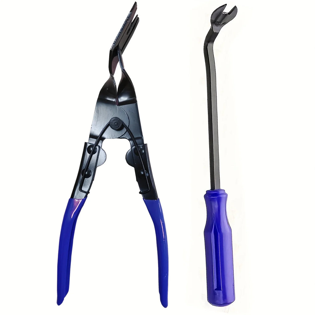 2Pcs Auto Fastener Trim Removal Tool Kit Repair Tools Car Disassembly Kit Clip Screwdriver Light Pliers Door Panel Tool Set