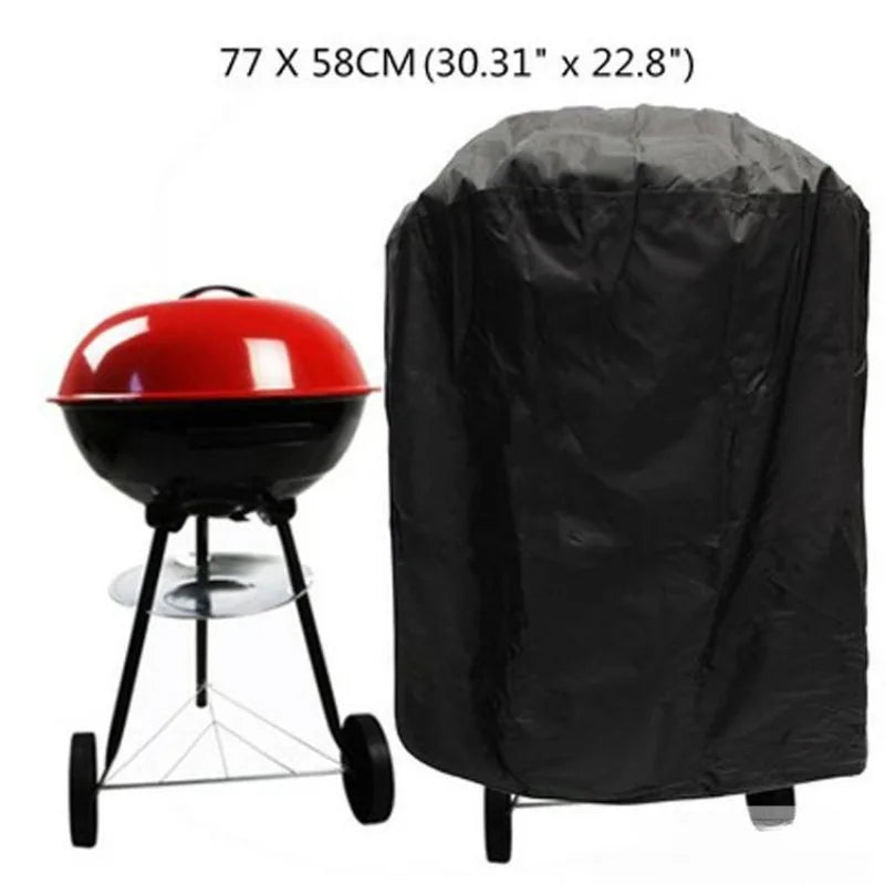 Round BBQ Grill Cover, Universal Outdoor Heavy Duty Windproof Tear Resistant Waterproof Barbecue Protector, Only Cover