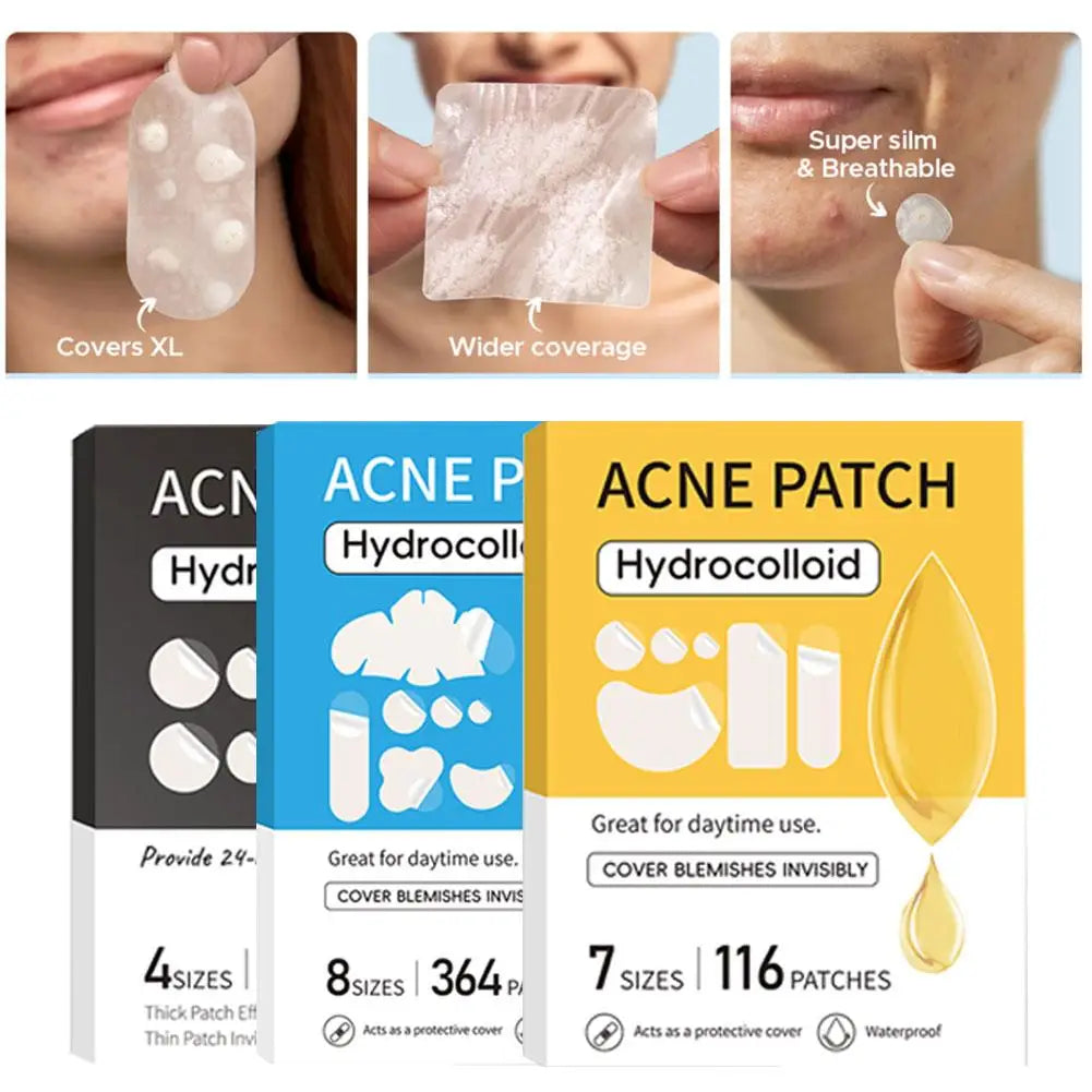 Large Pimple Patches Bulk for Face, 9 Styles Hydrocolloid Acne Patches for Covering Body, Forehead, Chin Blemishes Zit Breakouts