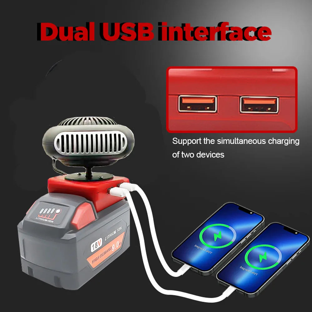Tool Parts For Milwaukee For DeWALT Li-ion Battery Lithium Electric Power Warm Air Blower Fan Heater Hot Cold Wind USB Charger