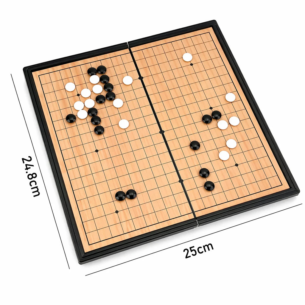 Folding Go Board Set 13 19 Line Gomoku Chess Set Portable Travel Educational Puzzle Game for Kids Adults Beginners Gift