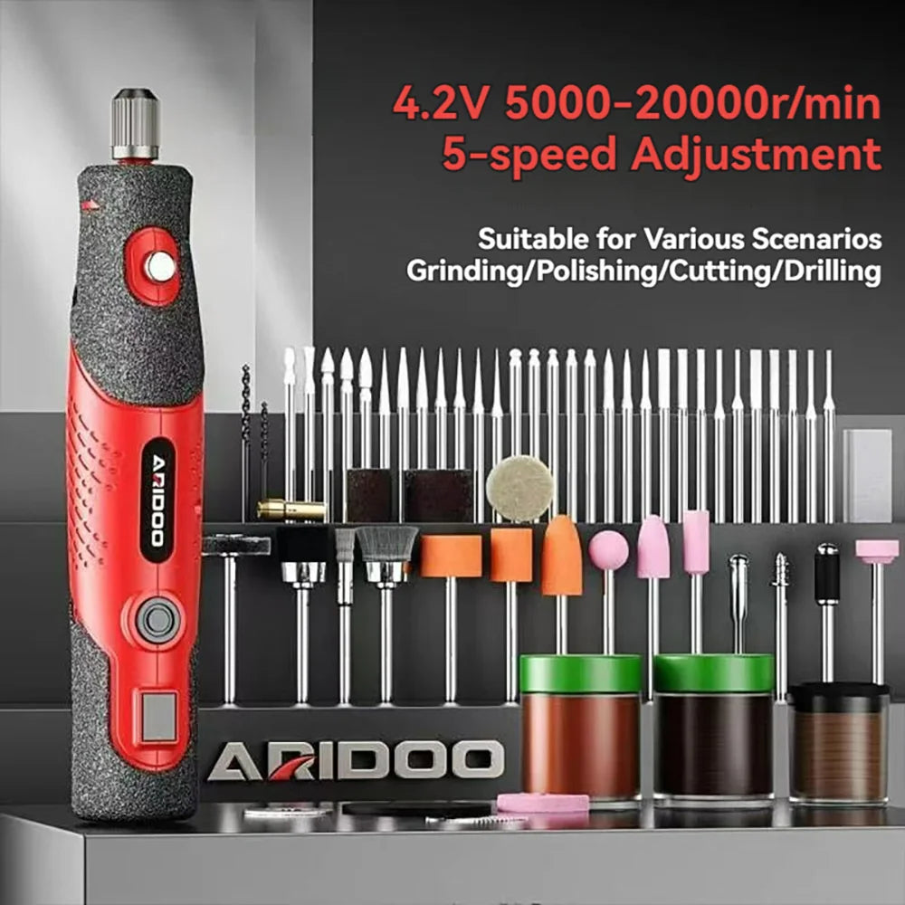 5000-20000r 4.2V Engraver Electric Drill Mini Grinder Engraving Pen Drilling Machine Cordless Rechargeable Micro Rotary Tool Kit