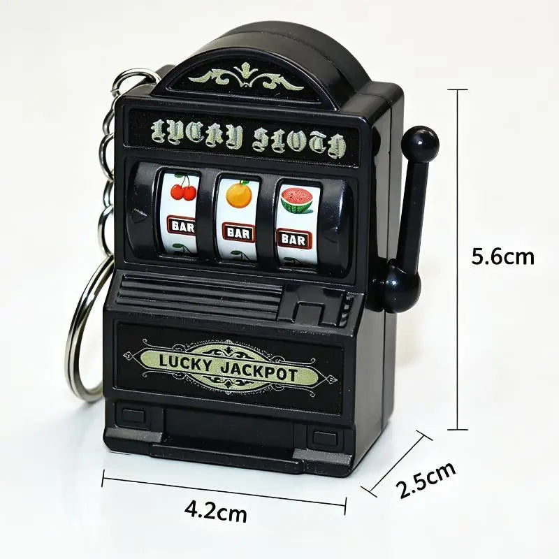 [CL]Mini Gambling Slot Machine Key Chains Arcade Pocket Fruit Lucky Jackpot Gadget Antistress Toy Funny Games Keychain Ring[CL]