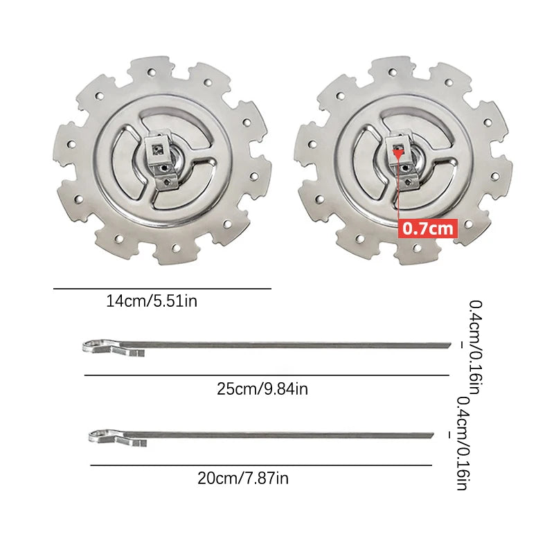 1Set Stainless Steel BBQ Kebab Cage Rotisserie Skewer Forks Chicken Grill For Roaster Oven DIY Camping Cooking Tool