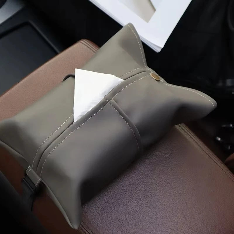 Car Tissue Box Leather Car Center Console Armrest Napkin Box Sun Visor Backseat Tissue Case Car Mounted Paper Box Tissue Box