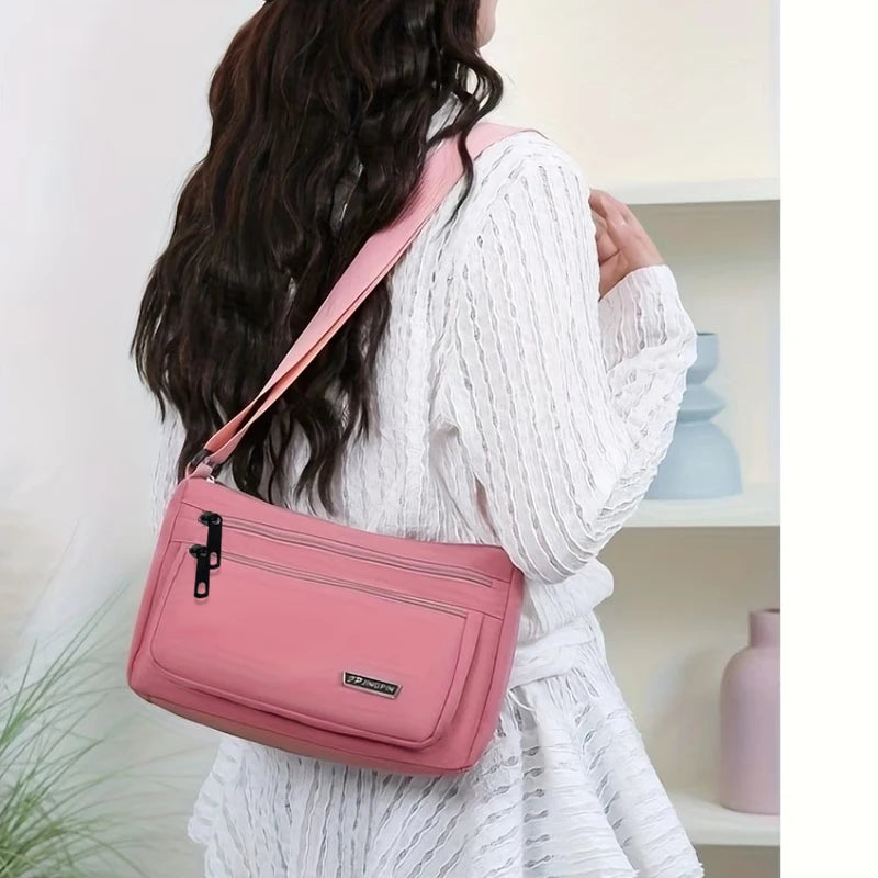 Casual Multi-pocket Crossbody Purse Adjustable Wide Strap, Multi Color Option Bag for Travel Outdoor Leisure City Outings