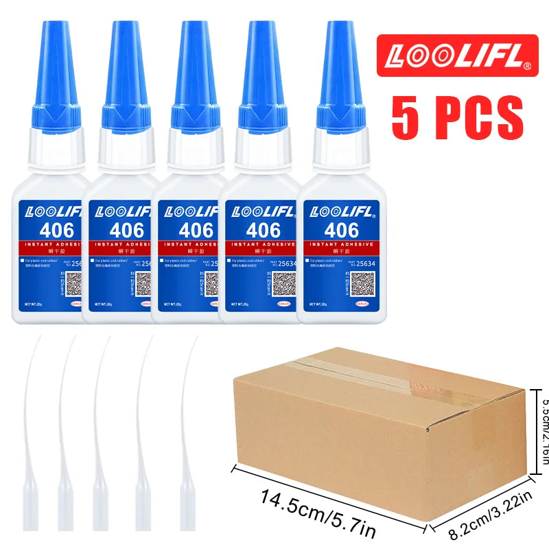 LOOLIFL 406 Glue Instant Quick Dry Cyanoacrylate Strong Adhesive Universal Fast Repairing Glue For Wood Plastic Jewelry Glue