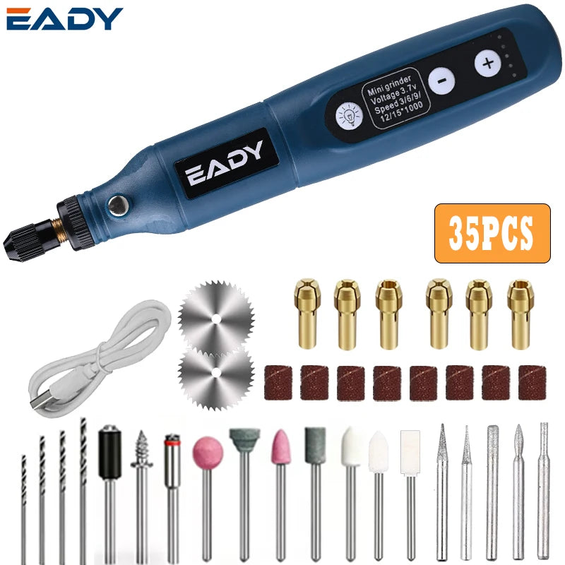 USB Rechargeable Cordless Mini Drill – 3-Speed Engraving Rotary Tool for Jewelry, Glass, Metal Polishing, DIY Carving – 3.7V