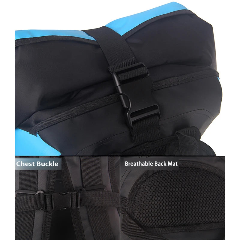 35L Waterproof Rolltop Dry Bag Outdoor Mountaineering Kayak Camping Backpack Trekking River Water Sports Adventure Gear