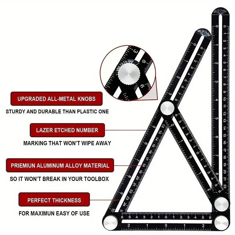 Professional multi-angle measuring ruler - wood, tile, floor and other construction tools