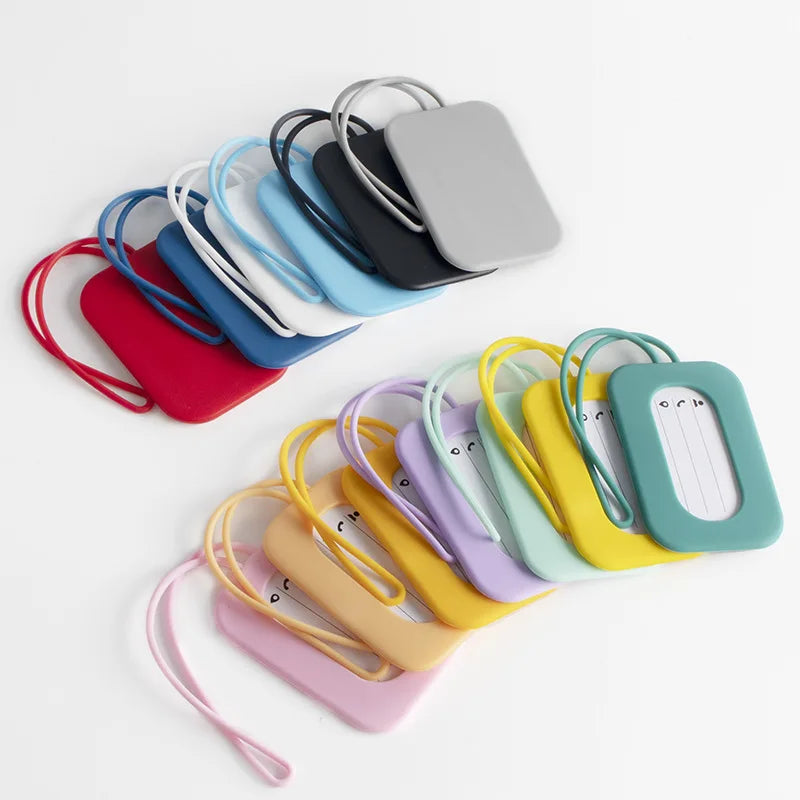 Silicone Travel Luggage Tags Name & ID Card Holder Solid Color Suitcase Label Baggage Boarding Bag Tag Travel Accessories