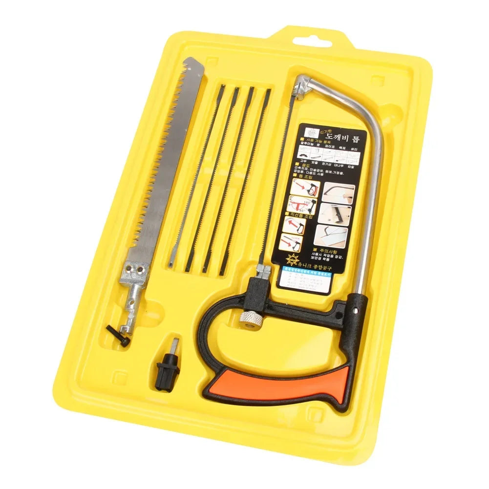 Mini 8 IN 1 Multi Purpose Magic Handsaw Hacksaw Set for Woodworking DIY Yellow,Sharp Durability Portable Handmade/Household