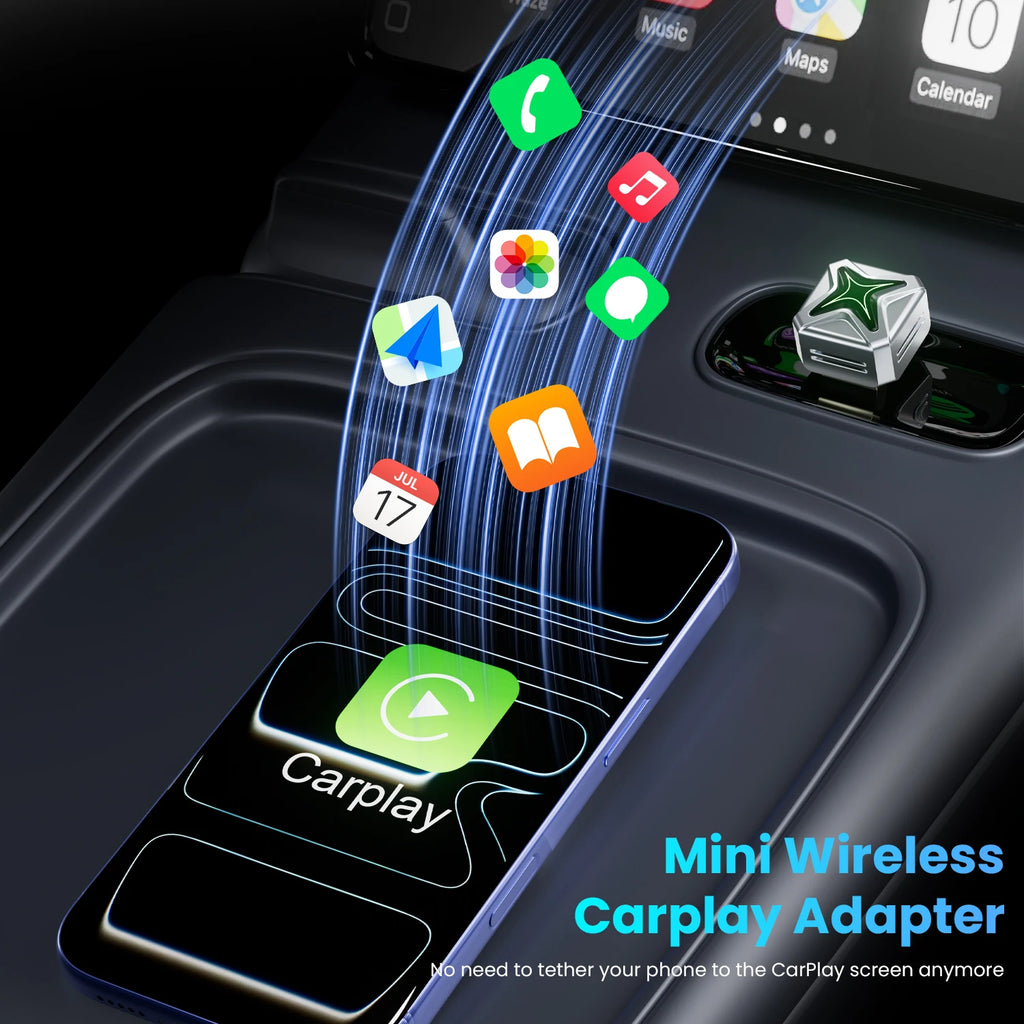 2 IN 1 Wireless CarPlay Adapter, Wired to Wireless carplay Adapter, High-Quality Car Accessory Smart Box 5GHz WiFi Type-C/USB-A