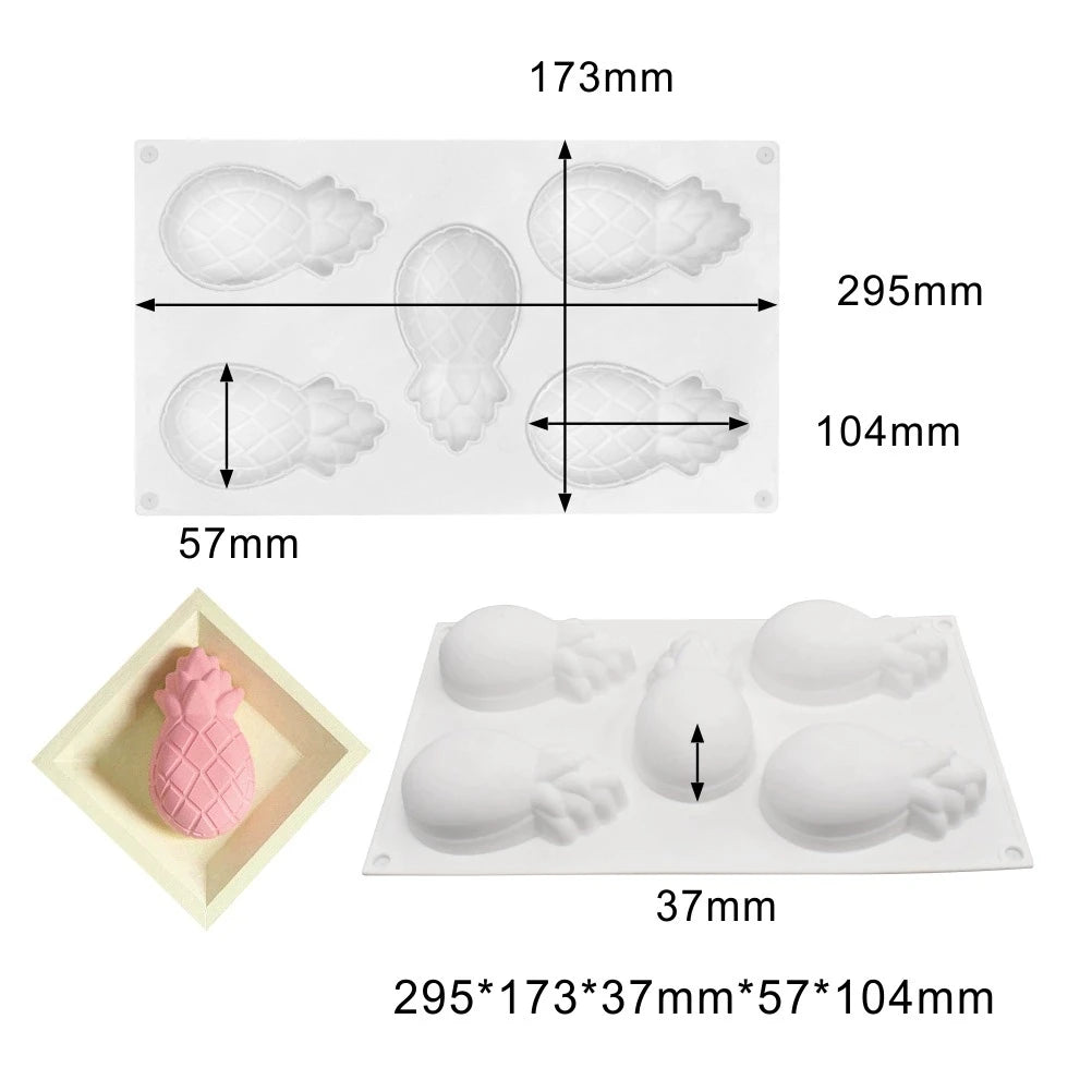 1pcs Pineapple Pear Peach Fruit Series Cake Silicone Mold Mango Orange Baking Mousse Mould Strawberry French Dessert Mousse Mold